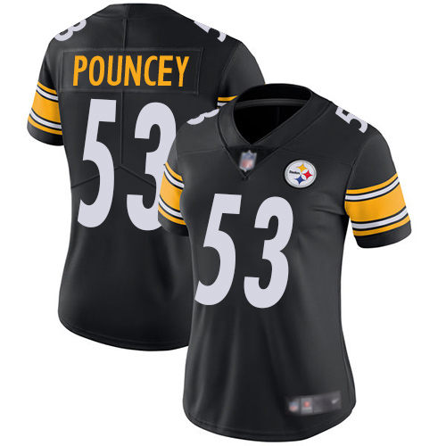 Women Pittsburgh Steelers Football 53 Limited Black Maurkice Pouncey Home Vapor Untouchable Nike NFL Jersey